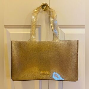 Madden Girl Jelly Mid Size Gold Glitter Tote Bag 13”
